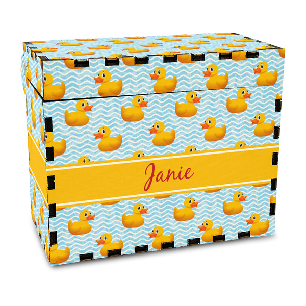 Custom Rubber Duckie Wood Recipe Box - Full Color Print (Personalized)