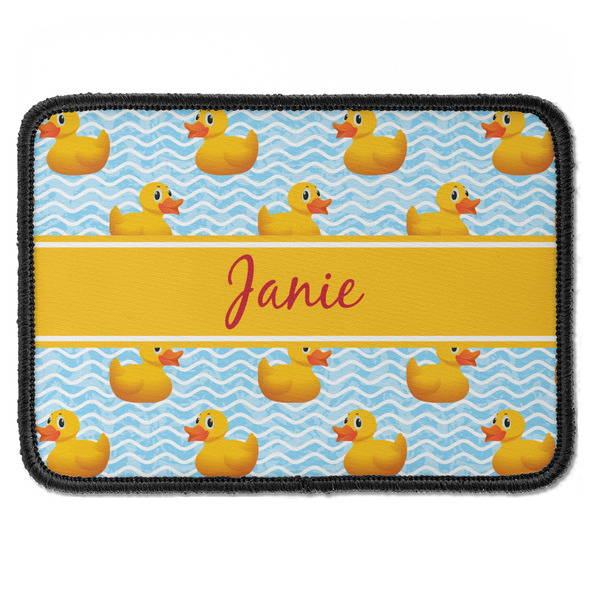 Custom Rubber Duckie Iron On Rectangle Patch w/ Name or Text
