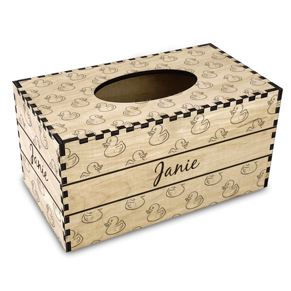 Custom Rubber Duckie Wood Tissue Box Cover - Rectangle (Personalized)