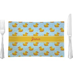 Rubber Duckie Rectangular Glass Lunch / Dinner Plate - Single or Set (Personalized)