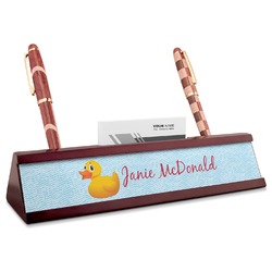 Rubber Duckie Red Mahogany Nameplate with Business Card Holder (Personalized)