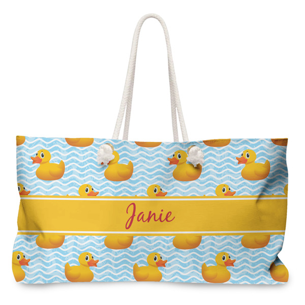 Custom Rubber Duckie Large Tote Bag with Rope Handles (Personalized)