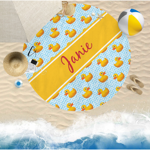 Rubber Duckie Round Beach Towel Lifestyle