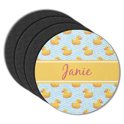 Rubber Duckie Round Rubber Backed Coasters - Set of 4 (Personalized)