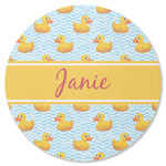 Rubber Duckie Round Rubber Backed Coaster (Personalized)