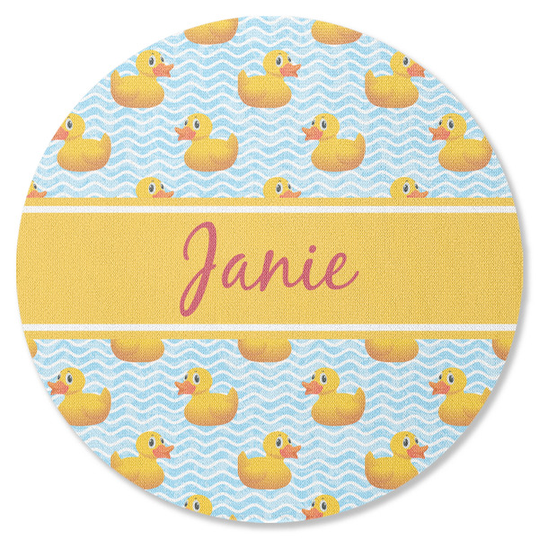 Custom Rubber Duckie Round Rubber Backed Coaster (Personalized)