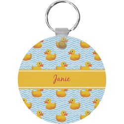 Rubber Duckie Round Plastic Keychain (Personalized)