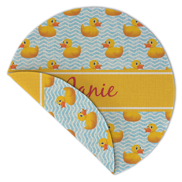 Rubber Duckie Round Linen Placemats - Front (folded corner double sided)