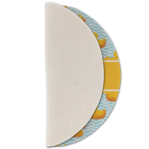Rubber Duckie Round Linen Placemats - HALF FOLDED (single sided)