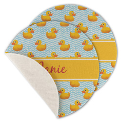 Rubber Duckie Round Linen Placemat - Single Sided - Set of 4 (Personalized)