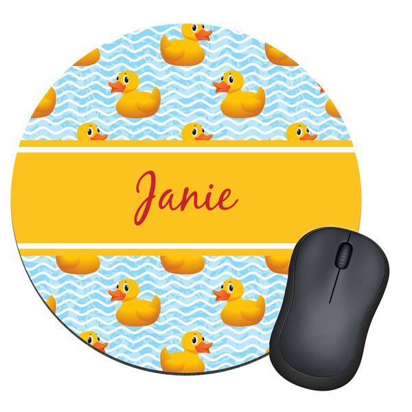 Custom Rubber Duckie Round Mouse Pad (Personalized)