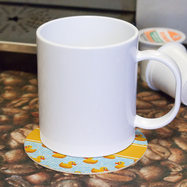 Rubber Duckie Round Paper Coaster - With Mug