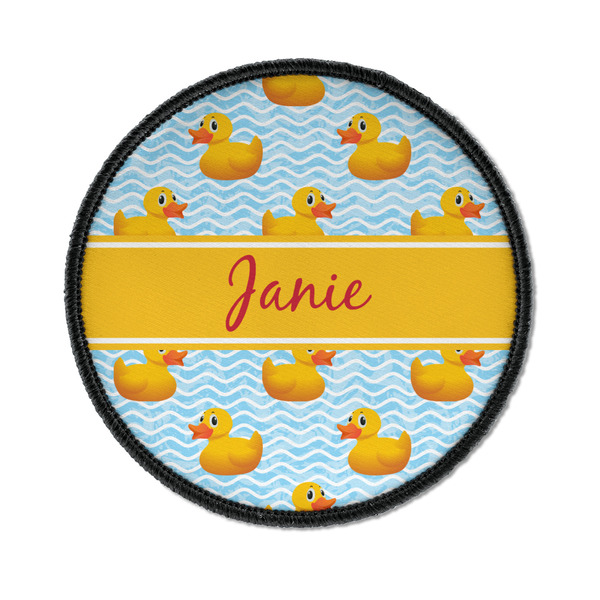 Custom Rubber Duckie Iron On Round Patch w/ Name or Text