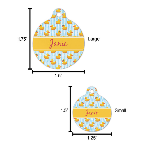 Rubber Duckie Round Pet ID Tag - Large - Comparison Scale