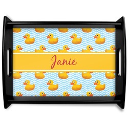 Rubber Duckie Black Wooden Tray - Large (Personalized)