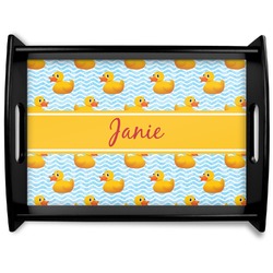 Rubber Duckie Black Wooden Tray - Large (Personalized)