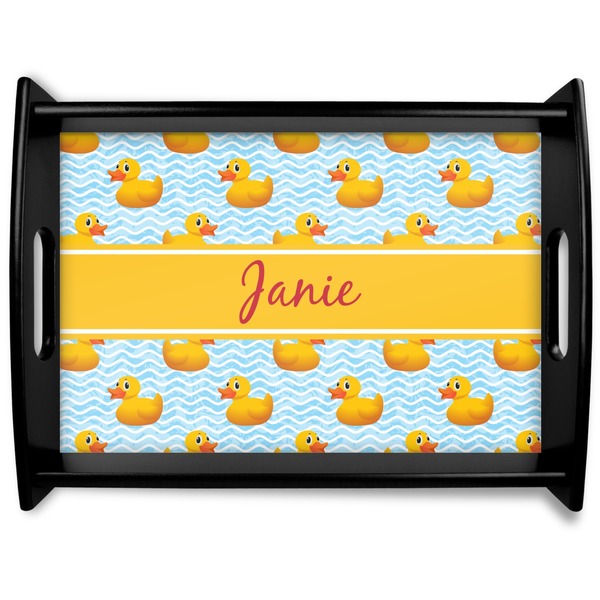 Custom Rubber Duckie Black Wooden Tray - Large (Personalized)