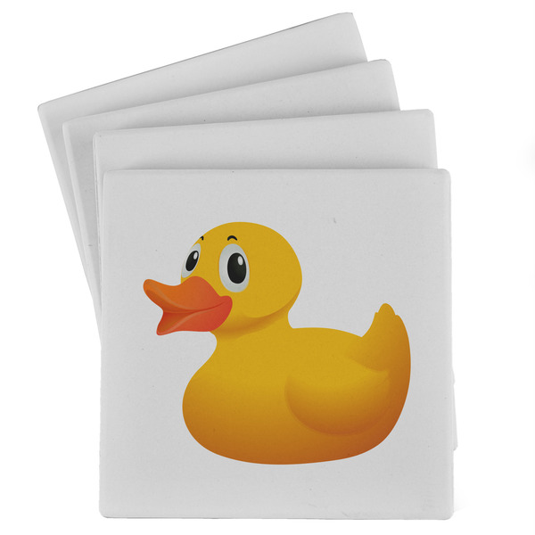 Custom Rubber Duckie Absorbent Stone Coasters - Set of 4