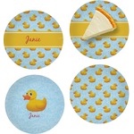 Rubber Duckie Set of 4 Glass Appetizer / Dessert Plate 8" (Personalized)