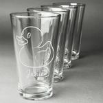 Rubber Duckie Pint Glasses - Engraved (Set of 4) (Personalized)