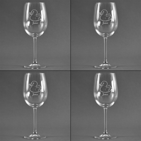 Rubber Duckie Set of Four Personalized Wineglasses (Approval)