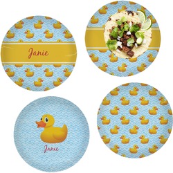 Rubber Duckie Set of 4 Glass Lunch / Dinner Plate 10" (Personalized)
