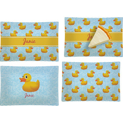 Rubber Duckie Set of 4 Glass Rectangular Appetizer / Dessert Plate (Personalized)