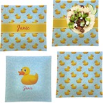 Rubber Duckie Set of 4 Glass Square Lunch / Dinner Plate 9.5" (Personalized)