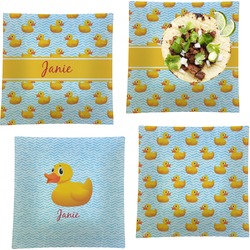 Rubber Duckie Set of 4 Glass Square Lunch / Dinner Plate 9.5" (Personalized)