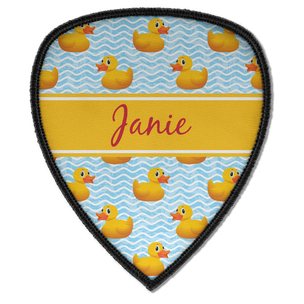Custom Rubber Duckie Iron on Shield Patch A w/ Name or Text
