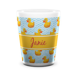Rubber Duckie Ceramic Shot Glass - 1.5 oz - White - Set of 4 (Personalized)