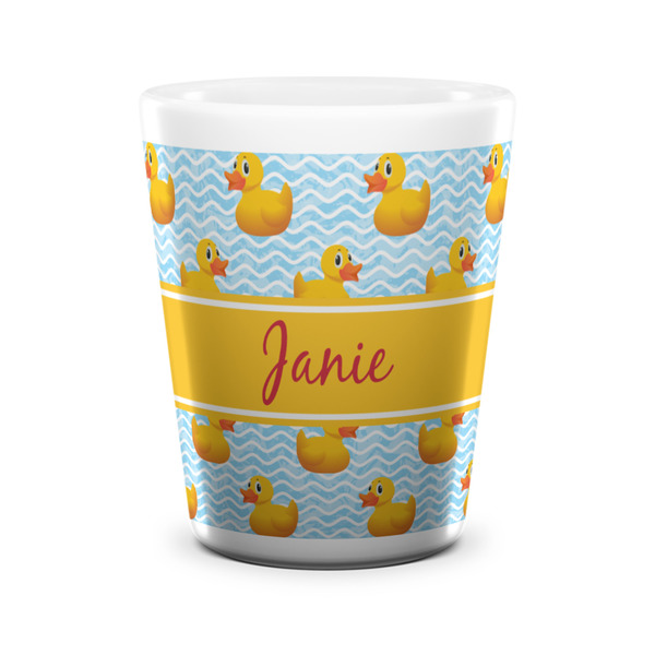 Custom Rubber Duckie Ceramic Shot Glass - 1.5 oz - White - Set of 4 (Personalized)