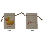 Rubber Duckie Small Burlap Gift Bag - Front & Back (Personalized)