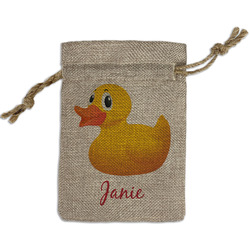 Rubber Duckie Small Burlap Gift Bag - Front