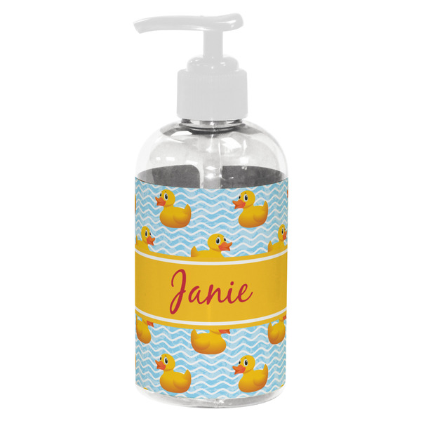 Custom Rubber Duckie Plastic Soap / Lotion Dispenser (8 oz - Small - White) (Personalized)