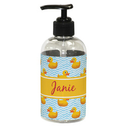 Rubber Duckie Plastic Soap / Lotion Dispenser (8 oz - Small - Black) (Personalized)