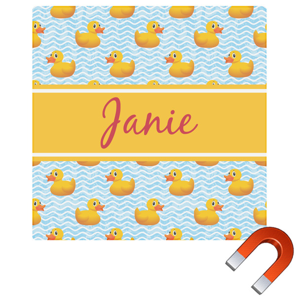 Custom Rubber Duckie Square Car Magnet - 6" (Personalized)