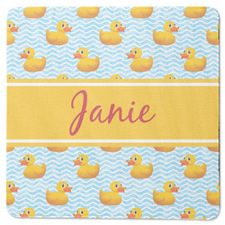 Rubber Duckie Square Rubber Backed Coaster (Personalized)