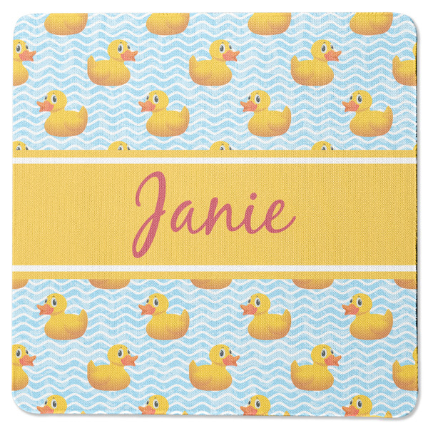 Custom Rubber Duckie Square Rubber Backed Coaster (Personalized)