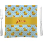 Rubber Duckie 9.5" Glass Square Lunch / Dinner Plate- Single or Set of 4 (Personalized)