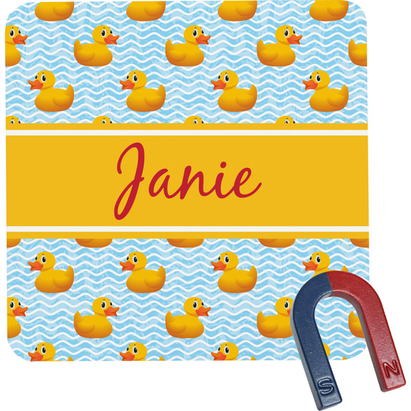 Custom Rubber Duckie Square Fridge Magnet (Personalized)