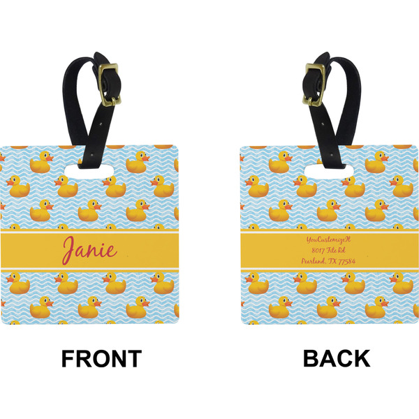 Rubber Duckie Square Luggage Tag (Front + Back)