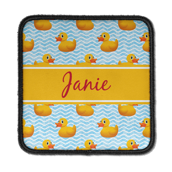 Custom Rubber Duckie Iron On Square Patch w/ Name or Text