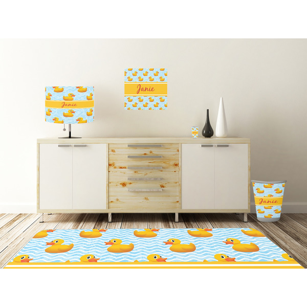 Rubber Duckie Square Wall Decal Wooden Desk