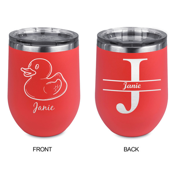 Rubber Duckie Stainless Wine Tumblers - Coral - Double Sided - Approval