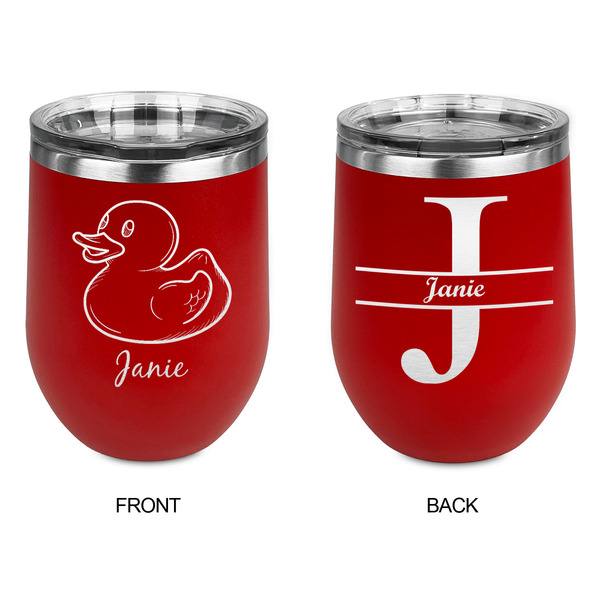 Rubber Duckie Stainless Wine Tumblers - Red - Double Sided - Approval