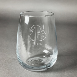 Rubber Duckie Stemless Wine Glass - Engraved (Personalized)