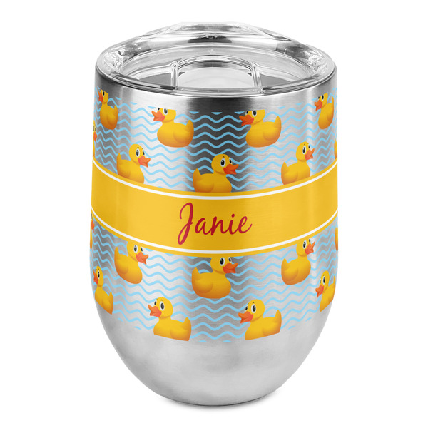 Custom Rubber Duckie Stemless Wine Tumbler - Full Print (Personalized)