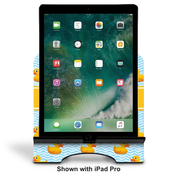 Rubber Duckie Stylized Tablet Stand - Front with ipad