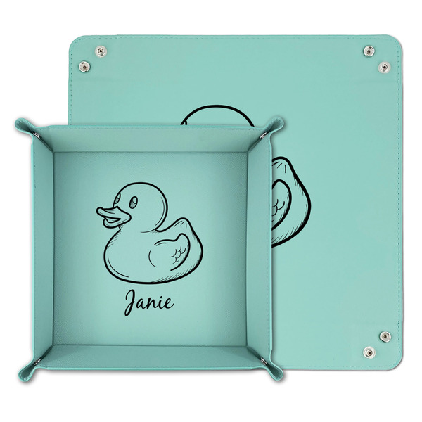 Rubber Duckie Teal Faux Leather Valet Trays - PARENT MAIN